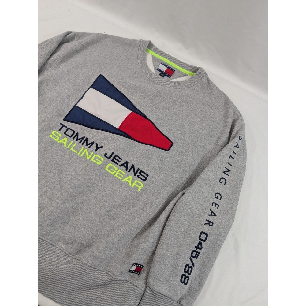 Vintage Tommy Jeans Sailing Gear Fully Embroidered Crewneck Sweatshirt Mens Sz L